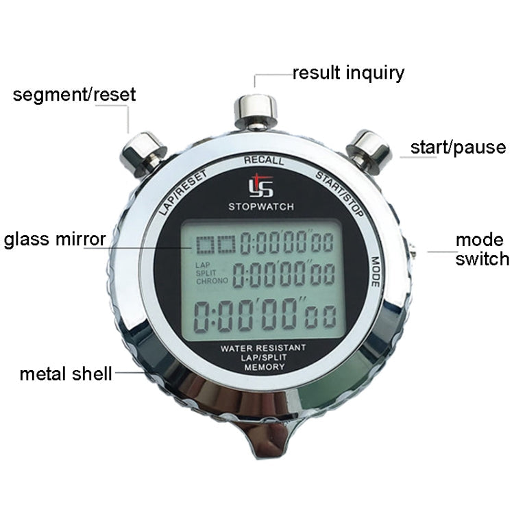 YS Stopwatch – Metal Stopwatch 3 Rows Display Running Training Electronic Timers,...