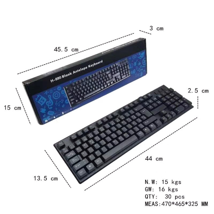 108 Keys Computer USB Wired Keyboard, Cable Length: 1.5m, Arabic Single, Russian, French, Spanish – Waterproof