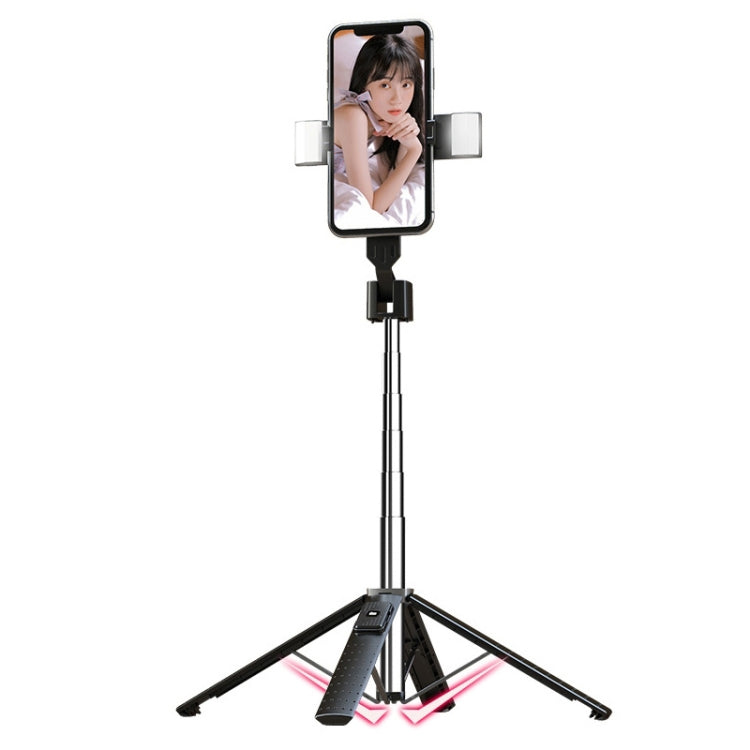 Mobile Phone Live Broadcast Bracket Bluetooth Telescopic Selfie Tripod, High:, 102CM (Aluminum Alloy), 104CM (Aluminum Alloy + Single Fill Light), 104CM (Aluminum Alloy + Dual Fill Lights), 100CM (Stainless Steel)                                       ... 102CM (Stainless Steel + Dual Fill Lights)