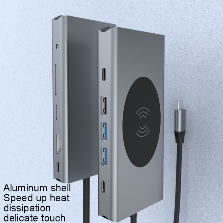 BX13V 13 In 1 Type-C Docking Station Wireless Charging Hub, BX13V – Fast Charging, Wireless Charging, Aluminum Alloy