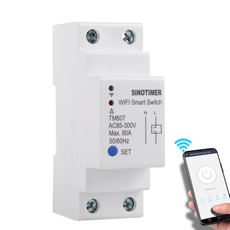 SINOTIMER TM607 Intelligent Wifi Timer Mobile App Home Rail Remote Control Time Switch 80A 85-300V, TM607 – Durable Build, Easy to Use TM607