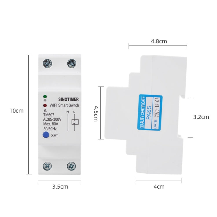 SINOTIMER TM607 Intelligent Wifi Timer Mobile App Home Rail Remote Control Time Switch 80A 85-300V, TM607 – Durable Build, Easy to Use