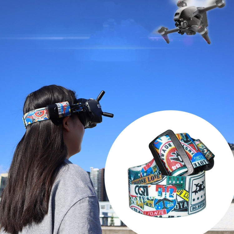 Flight Video Glasses Graffiti Color Headband Fixed Strap For DJI FPV Goggles V2, Strap, Strap + Power Line, Strap + Power Line + Pad Strap