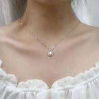 XMZ018 925 Silver Moissanite Diamond Necklace Square Diamond Neck Chain, Specification:, XMZ018 1 Carat, XMZ018 2 Carat