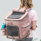 LDLC QS-002-L Foldable And Breathable Portable Pet Backpack, Light Gray, Light Pink, Denim Blue, Ginger Yellow