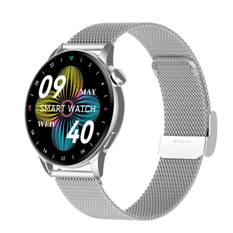 HD1 1.3 Inch AMOLED Screen Smart Watch with NFC Function, Gold Steel+Silicone Strap, Silver Steell+Silicone Strap, Black Steell+Silicone Strap Silver Steell+Silicone Strap
