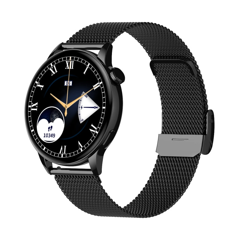 HD1 1.3 Inch AMOLED Screen Smart Watch with NFC Function, Gold Steel+Silicone Strap, Silver Steell+Silicone Strap, Black Steell+Silicone Strap Black Steell+Silicone Strap