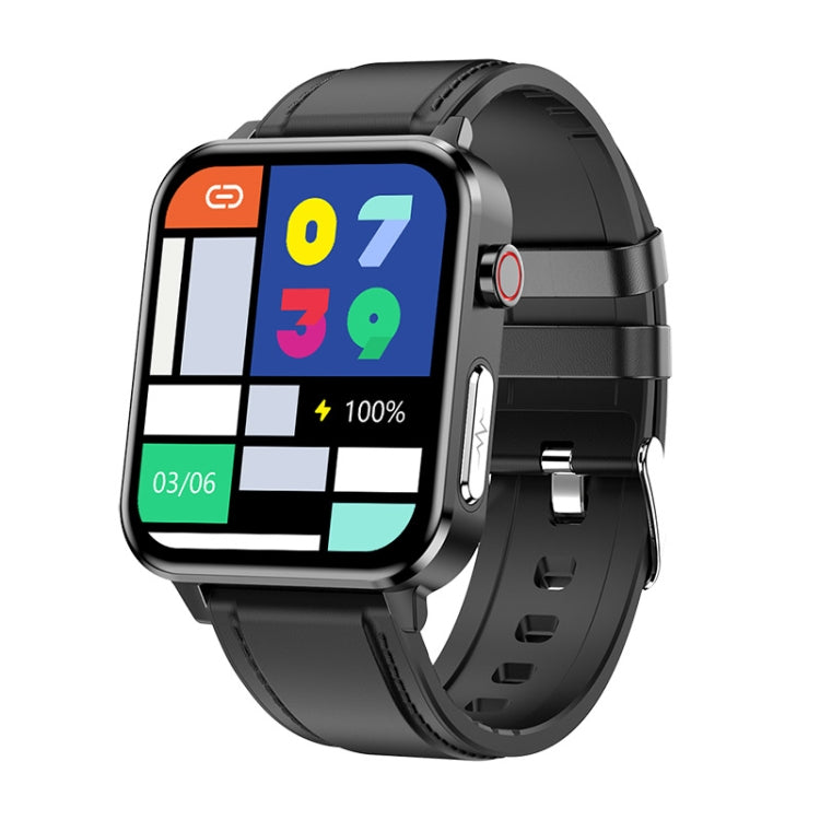 LOANIY E86 1.7 Inch Heart Rate Monitoring Smart Bluetooth Watch, Blue, Black, Red, Black Leather, Brown Leather, Black Steel Black Leather