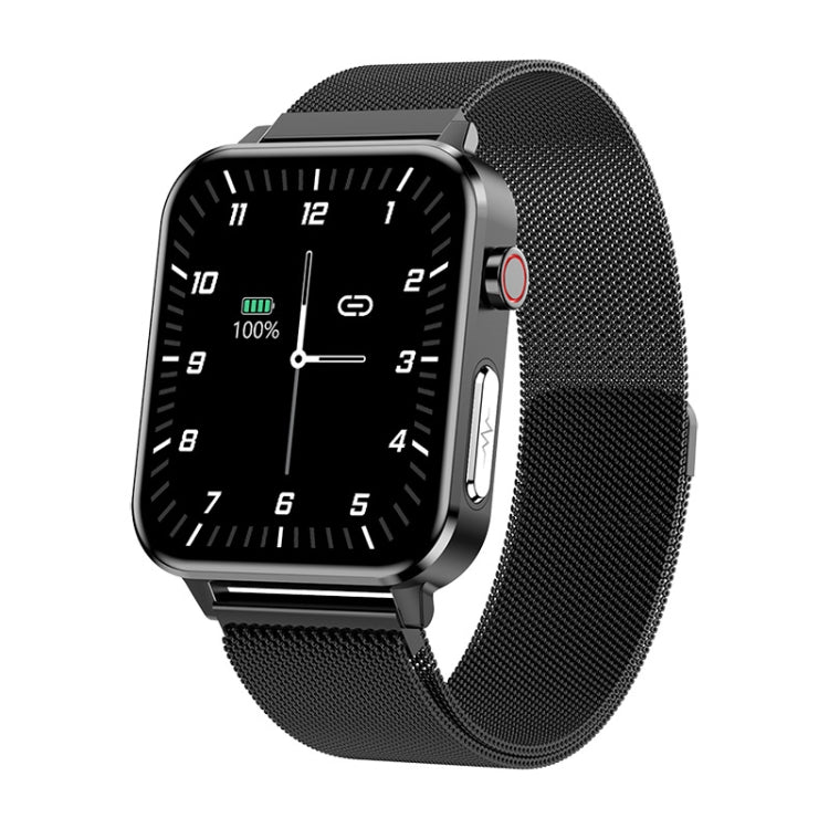 LOANIY E86 1.7 Inch Heart Rate Monitoring Smart Bluetooth Watch, Blue, Black, Red, Black Leather, Brown Leather, Black Steel Black Steel