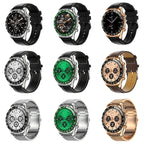 LOANIY E18 Pro Smart Bluetooth Calling Watch with NFC Function, Gold Silicone, Black Leather, Gold Leather, Black Silver Steel, Green Silver Steel
