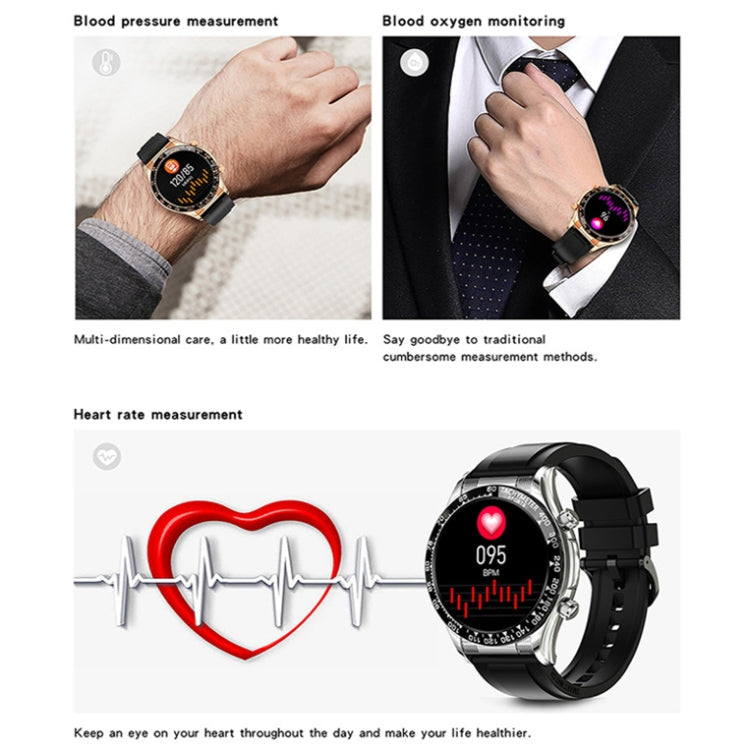 LOANIY E18 Pro Smart Bluetooth Calling Watch with NFC Function, Gold Silicone, Black Leather, Gold Leather, Black Silver Steel, Green Silver Steel