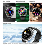 LOANIY E18 Pro Smart Bluetooth Calling Watch with NFC Function, Gold Silicone, Black Leather, Gold Leather, Black Silver Steel, Green Silver Steel