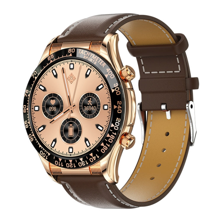 LOANIY E18 Pro Smart Bluetooth Calling Watch with NFC Function, Gold Silicone, Black Leather, Gold Leather, Black Silver Steel, Green Silver Steel Gold Leather
