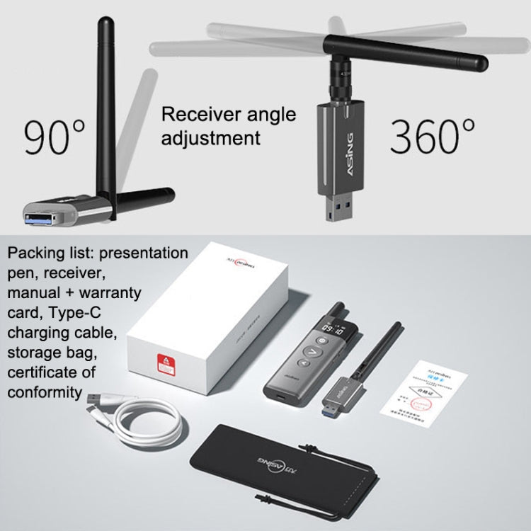ASiNG A10 Green Light PPT Page Turning Pen Remote Control Presentation Pen, Capacity:, A10 128M (Gray), A10 32G (Gray) – Durable Build, Easy to Use