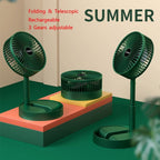 Portable Folding Fan Retractable Floor Standing Fan,Style:, Rechargeable (Green), USB Plug In (Green)