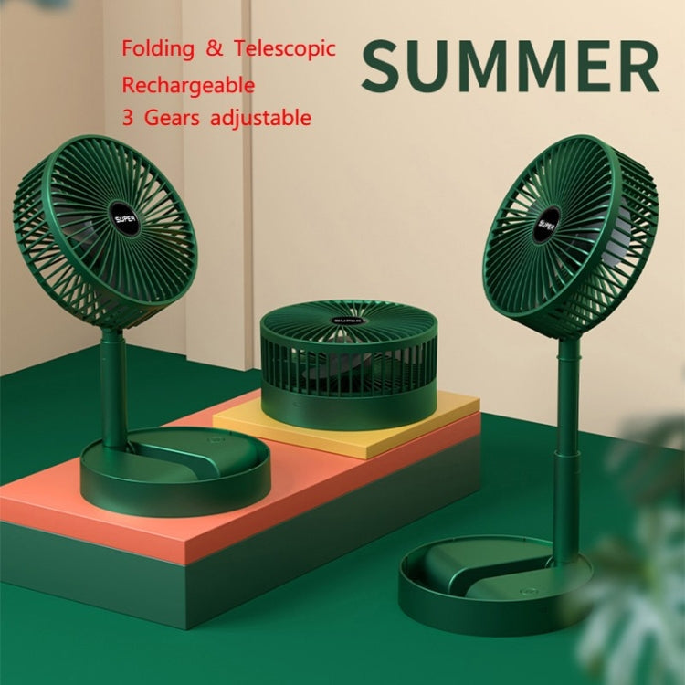 Portable Folding Fan Retractable Floor Standing Fan,Style:, Rechargeable (Green), USB Plug In (Green)