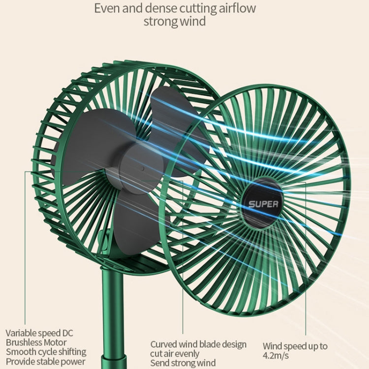 Portable Folding Fan Retractable Floor Standing Fan,Style:, Rechargeable (Green), USB Plug In (Green)