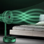 Portable Folding Fan Retractable Floor Standing Fan,Style:, Rechargeable (Green), USB Plug In (Green)
