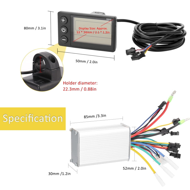 S866 A Type Electric Bicycle Universal Electric Bicycle Dashboard Set ,Specification:, A Type 24V /36V, A Type 36V / 48V