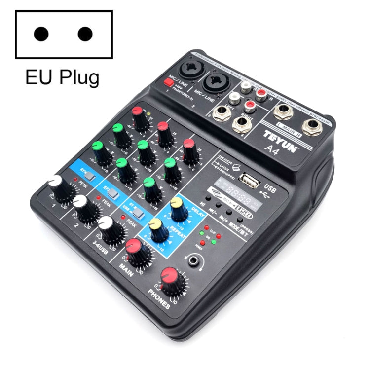 TEYUN A4 4-way Small Microphone Digital Mixer Live Recording Effector – TPU EU Plug