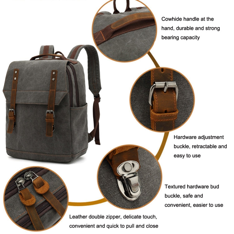 Business Large Capacity Canvas Backpack Outdoor Leisure Travel Computer Bag, Computer Bag – Wear-resistant, Leather