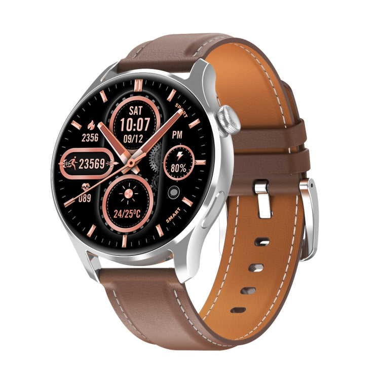 HD3 1.32 Inch Heart Rate Monitoring Smart Watch with Payment Function, Black Steel, Silver Steel, Black Leather, Silver Leather Silver Leather