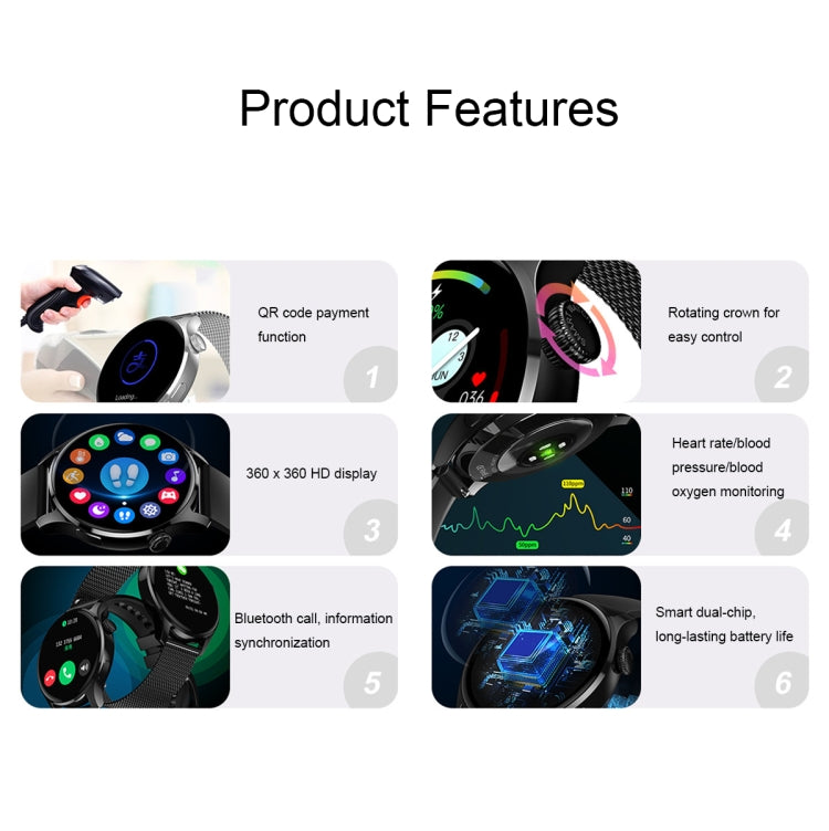 HD3 Smart Watch – 1.32" Screen, Heart Rate Monitoring, Leather