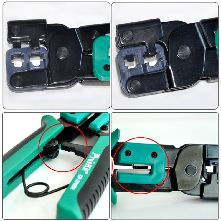 ProsKit Dual-purpose 6/8P Iron Handle Network Ratchet Crimping Plier, CP-376ER – Durable Build, Easy to Use