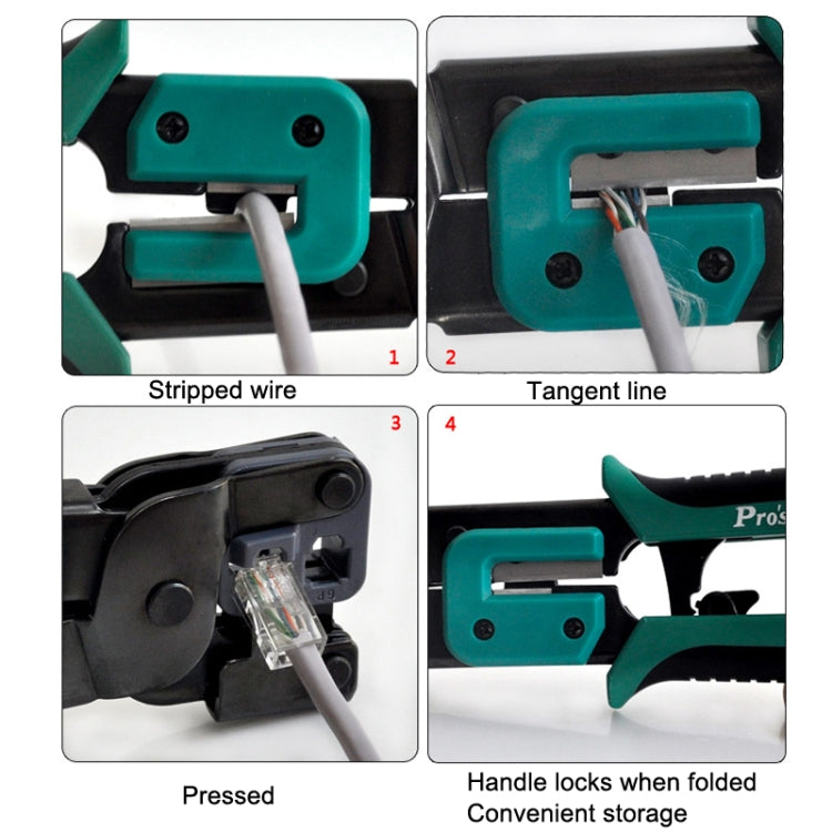 ProsKit Dual-purpose 6/8P Iron Handle Network Ratchet Crimping Plier, CP-376ER – Durable Build, Easy to Use