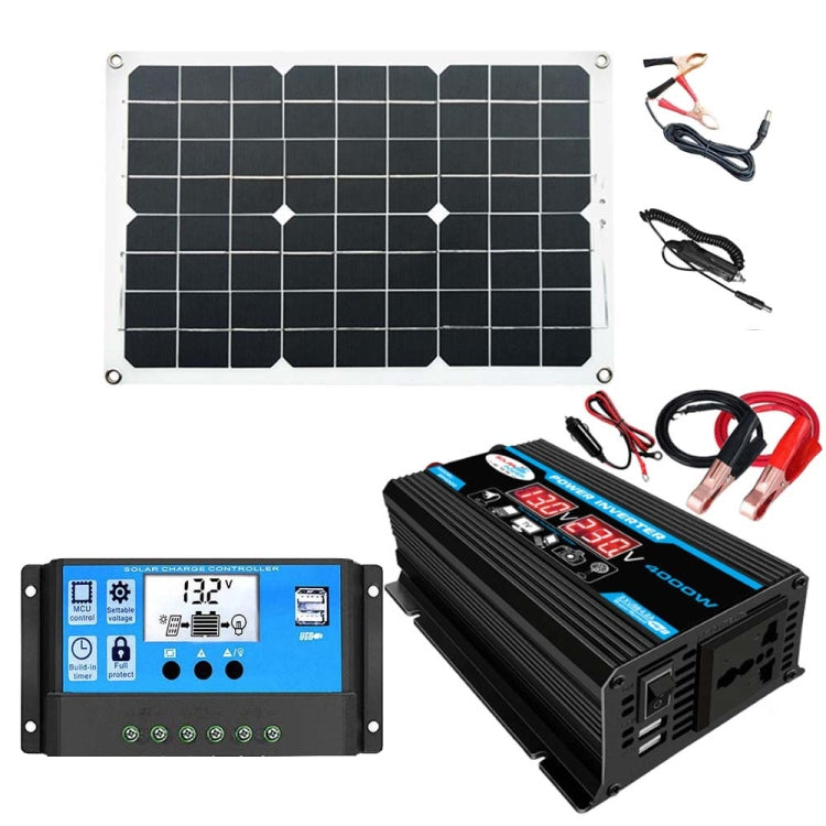 Solar Power System Inverter 30A Controller+18W 12V Solar Panel, Specification:, Black 12V To 110V, Black 12V To 220V, Yellow 12V To 110V, Yellow 12V To 220V Black 12V To 110V