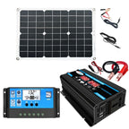 Solar Power System Inverter 30A Controller+18W 12V Solar Panel, Specification:, Black 12V To 110V, Black 12V To 220V, Yellow 12V To 110V, Yellow 12V To 220V Black 12V To 110V