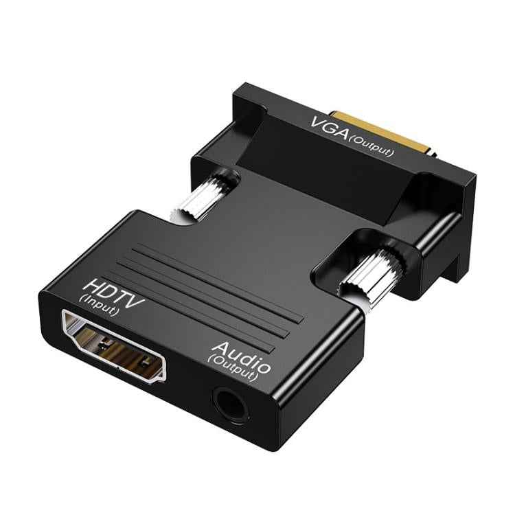 HDTV Female To VGA Male With Audio Adapter Computer Monitor TV Projector Converter, White, Gold, Black – TPU Black