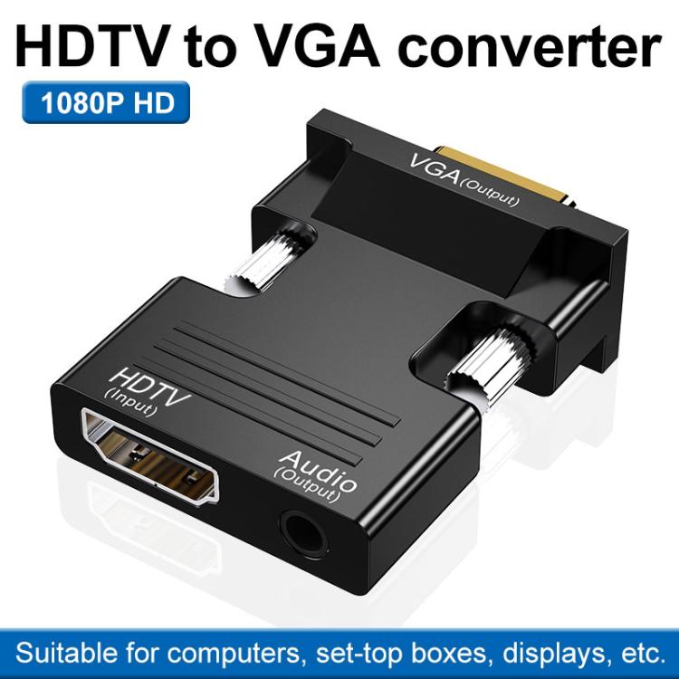 HDTV Female To VGA Male With Audio Adapter Computer Monitor TV Projector Converter, White, Gold, Black – TPU
