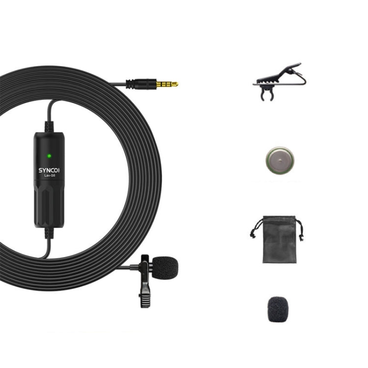 SYNCO S8 Lavalier Live Wired Microphone, Spec:, Black, Black + Type-C, Black + 8 Pin, Black + Type-C + 8 Pin Black
