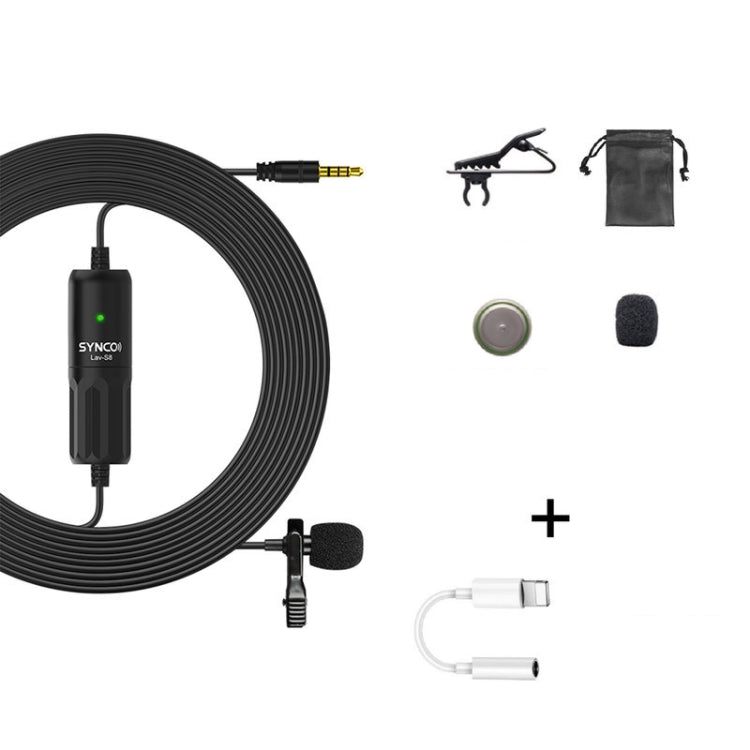 SYNCO S8 Lavalier Live Wired Microphone, Spec:, Black, Black + Type-C, Black + 8 Pin, Black + Type-C + 8 Pin – TPU Black + 8 Pin