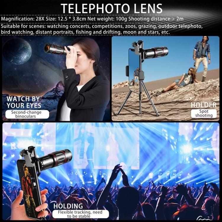 Camera Lens – Mobile Phone Universal Lens Telescope 28X + Wide Angle 0.6X + Macro 20X...