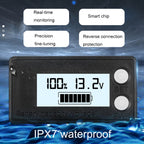 Waterproof LCD Two-wire Lead-acid Lithium Battery Digital Display Voltage Meter, 8-100V (White), 8-100V (Blue), 8-72V (White), 8-72V (Blue)