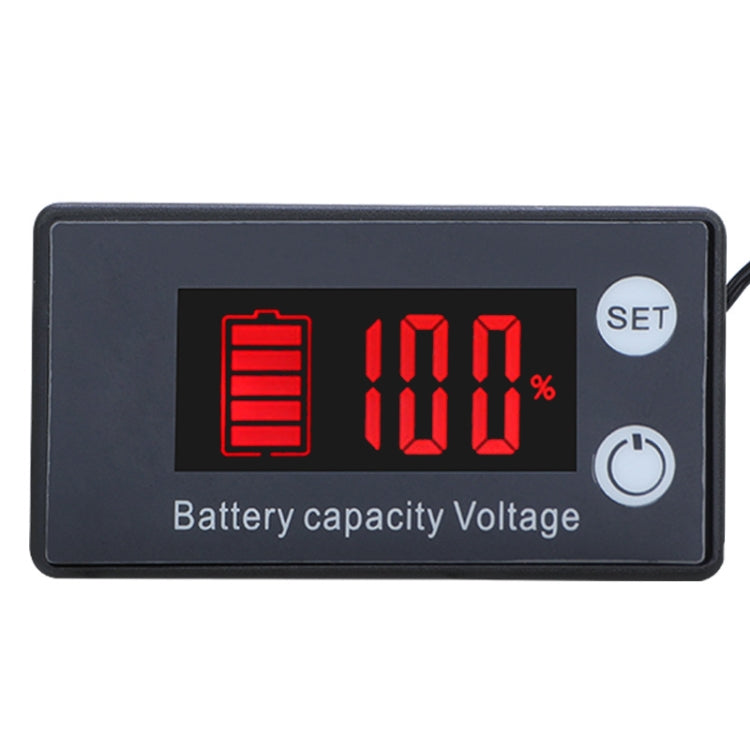 Two-Line Digital Display DC Voltmeter Lead-Acid Lithium Battery Charge Meter, Color:, Red, Green, Blue, White, Red+Temperature, Green+Temperature, Blue+Temperature, White+Temperature Red