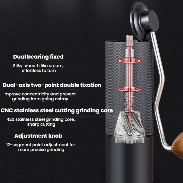 CNC Stainless Steel Hand Crank Coffee Bean Grinder, Pentagon Black, Pentagon Gray, Pentagon Red, Hexagon Black, Hexagon Gray, Hexagon Red, Seven Corner Black, Seven Corner Silver, Seven Corner Gray, Seven Corner Red