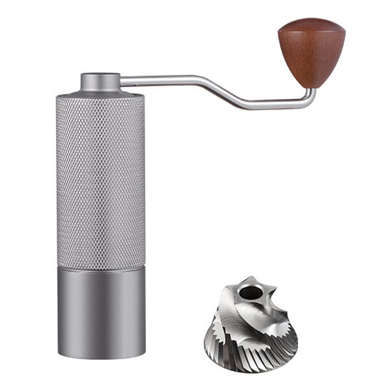 CNC Stainless Steel Hand Crank Coffee Bean Grinder, Pentagon Black, Pentagon Gray, Pentagon Red, Hexagon Black, Hexagon Gray, Hexagon Red, Seven Corner Black, Seven Corner Silver, Seven Corner Gray, Seven Corner Red – Aluminum Alloy, Non-slip Pentagon Gray
