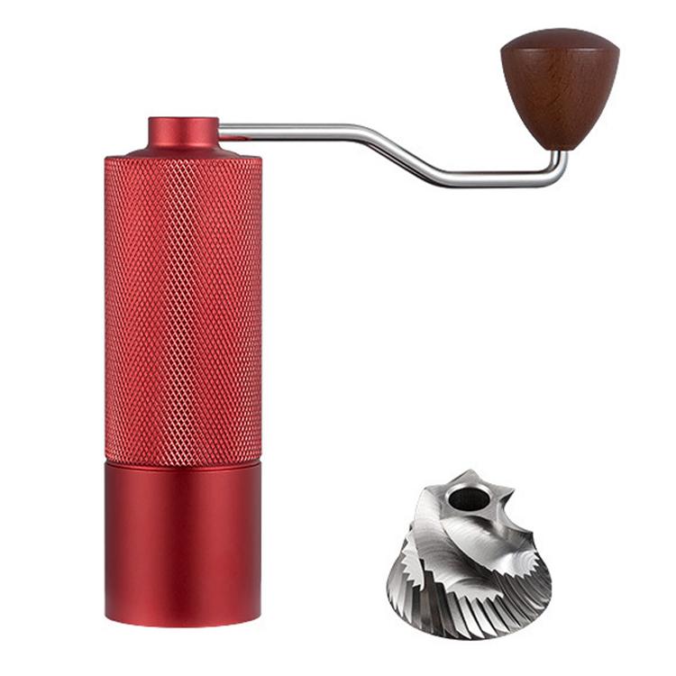 CNC Stainless Steel Hand Crank Coffee Bean Grinder, Pentagon Black, Pentagon Gray, Pentagon Red, Hexagon Black, Hexagon Gray, Hexagon Red, Seven Corner Black, Seven Corner Silver, Seven Corner Gray, Seven Corner Red – Aluminum Alloy, Non-slip Pentagon Red