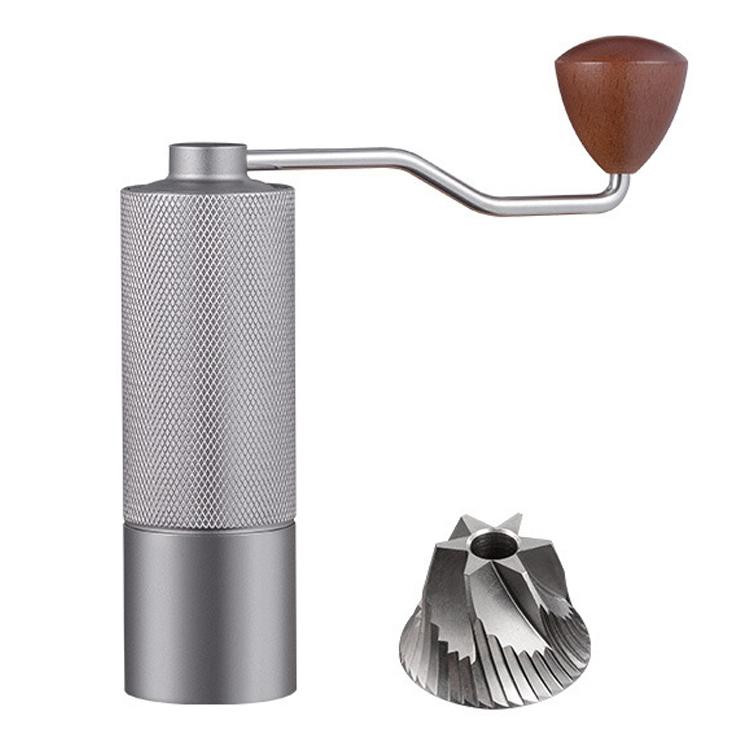CNC Stainless Steel Hand Crank Coffee Bean Grinder, Pentagon Black, Pentagon Gray, Pentagon Red, Hexagon Black, Hexagon Gray, Hexagon Red, Seven Corner Black, Seven Corner Silver, Seven Corner Gray, Seven Corner Red – Aluminum Alloy, Non-slip Hexagon Gray