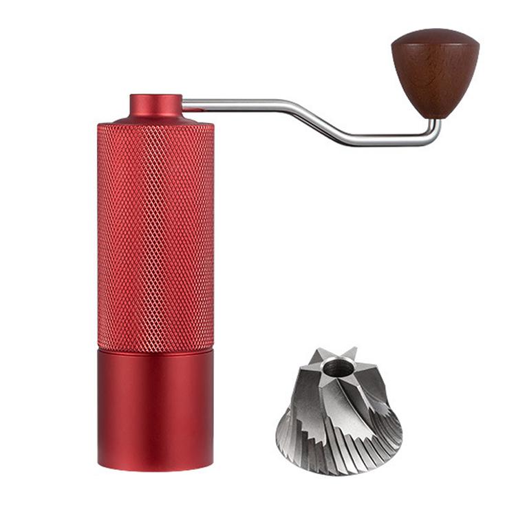 CNC Stainless Steel Hand Crank Coffee Bean Grinder, Pentagon Black, Pentagon Gray, Pentagon Red, Hexagon Black, Hexagon Gray, Hexagon Red, Seven Corner Black, Seven Corner Silver, Seven Corner Gray, Seven Corner Red – Aluminum Alloy, Non-slip Hexagon Red