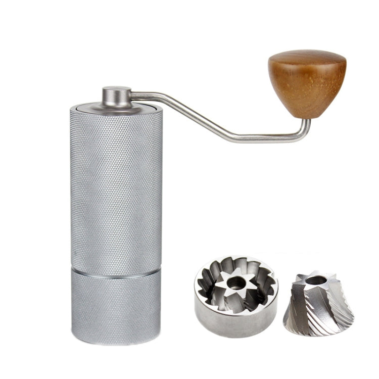 CNC Stainless Steel Hand Crank Coffee Bean Grinder, Pentagon Black, Pentagon Gray, Pentagon Red, Hexagon Black, Hexagon Gray, Hexagon Red, Seven Corner Black, Seven Corner Silver, Seven Corner Gray, Seven Corner Red – Aluminum Alloy, Non-slip Seven Corner Gray