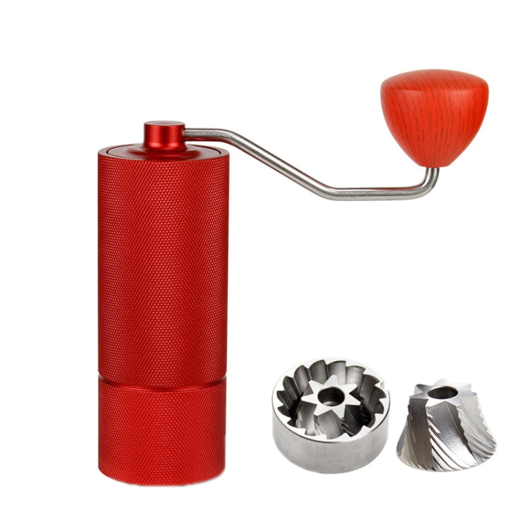 CNC Stainless Steel Hand Crank Coffee Bean Grinder, Pentagon Black, Pentagon Gray, Pentagon Red, Hexagon Black, Hexagon Gray, Hexagon Red, Seven Corner Black, Seven Corner Silver, Seven Corner Gray, Seven Corner Red – Aluminum Alloy, Non-slip Seven Corner Red