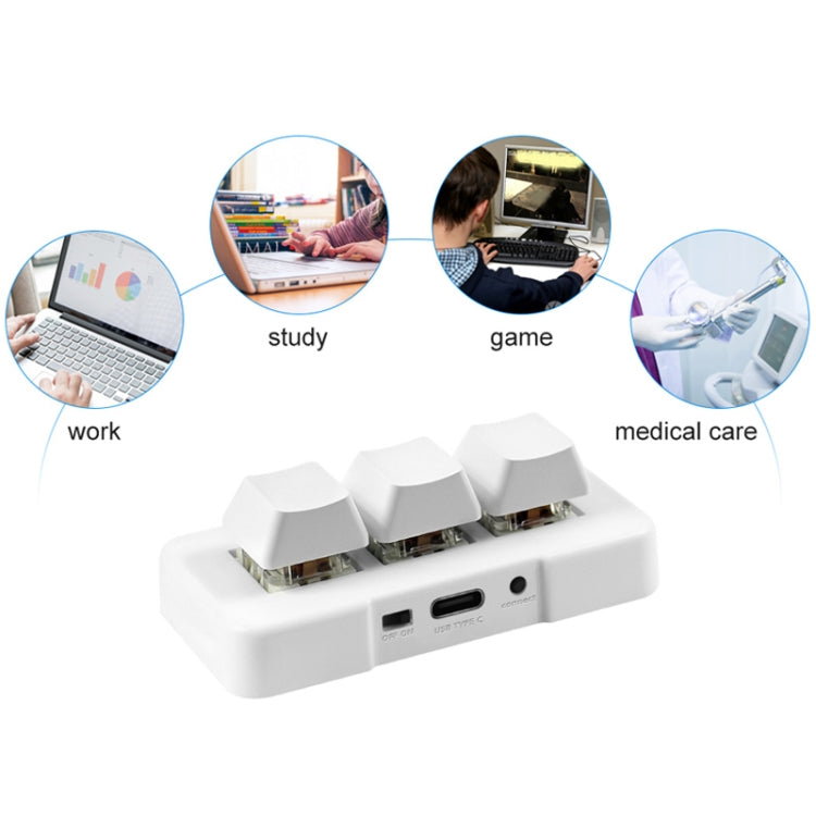MK321 3 Keys Custom Keys Game Office PS Clip Macro Programming Keypad, Cable Length: 1.5m, White, Black – Durable Build, Easy to Use