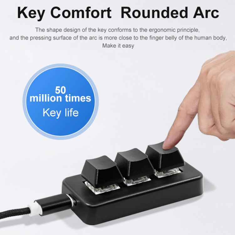 MK321 3 Keys Custom Keys Game Office PS Clip Macro Programming Keypad, Cable Length: 1.5m, White, Black – Durable Build, Easy to Use
