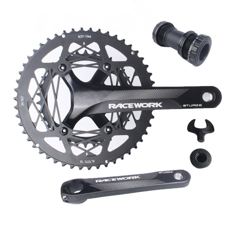 RACEWORK RKRFA Road Bike Aluminum Alloy 22-speed Crankset, Spec:, 50-34T without BB, 53-39T without BB, 50-34T with BB, 53-39T with BB – Aluminum Alloy 50-34T with BB