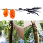 HENGJIA SP304 6.5cm 13g Feather Hook Rotating Sequin Road Lure Bait, SP304 Orange Red, SP304 Black, SP304 Yellow SP304 Orange Red Orange Red