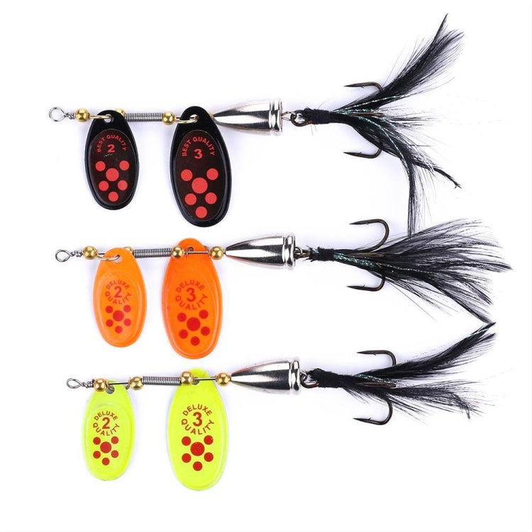 HENGJIA SP304 6.5cm 13g Feather Hook Rotating Sequin Road Lure Bait, SP304 Orange Red, SP304 Black, SP304 Yellow